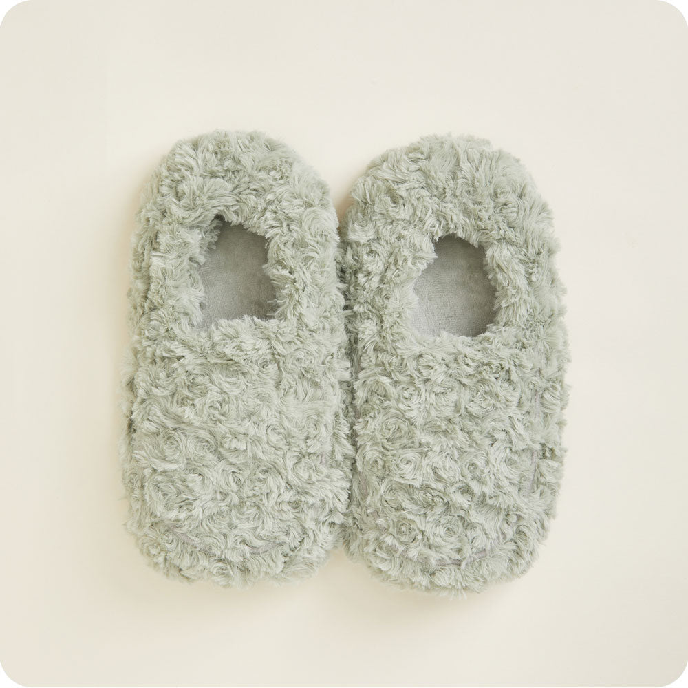 Curly Sage Green Slippers Warmies® - Home Glow